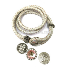 Moda Multi correa botón novedad cuero real pulsera para hombre